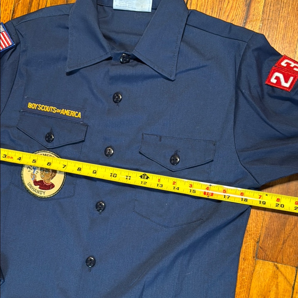 BOY SCOUTS of AMERICA Navy Blue Uniform Dress‎ Shirt 'Unhandy' Demerit Badge Y/L - Picture 6 of 12